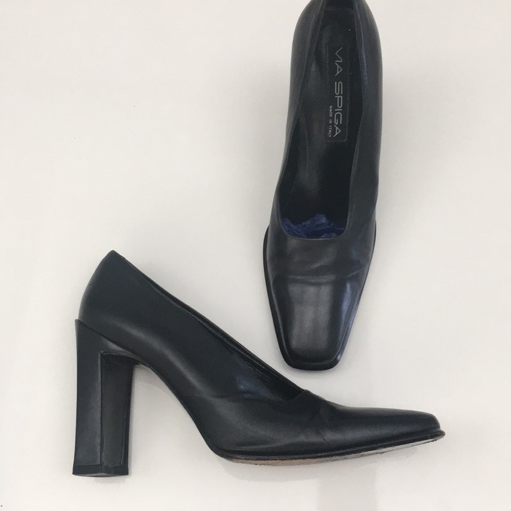 Via Spiga Black Leather Heels